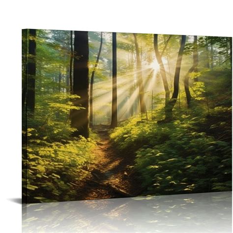 Onetech Forest Canvas Wall Art Modern Canvas Painting Sunlight Through