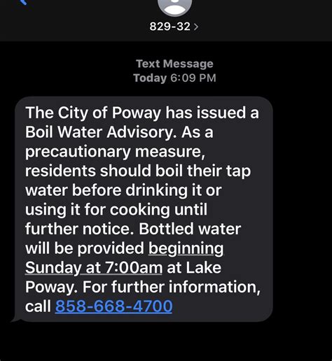 City Of Poway Message Boil Your Water Until Further Notice Stay