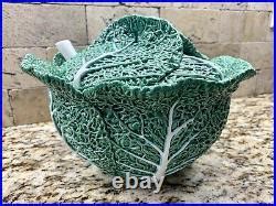 Antique Stoneware Pottery Vintage Bordallo Pinheiro Green Cabbage