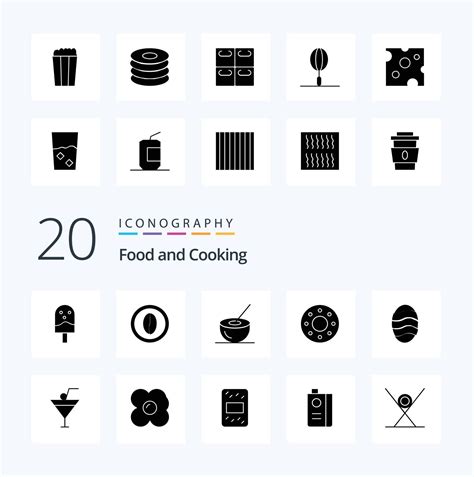 20 Food Solid Glyph Icon Pack Like Baking Donuts Grain Donut Drink