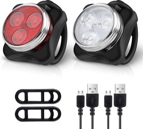 Ascher Usb Rechargeable Bike Light Set Super Bright Front Headlight