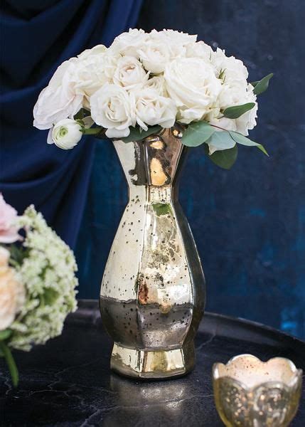 Stunning Mercury Glass Carraway Floral Vase In Gold For Your Wedding Cente Mercury Glass