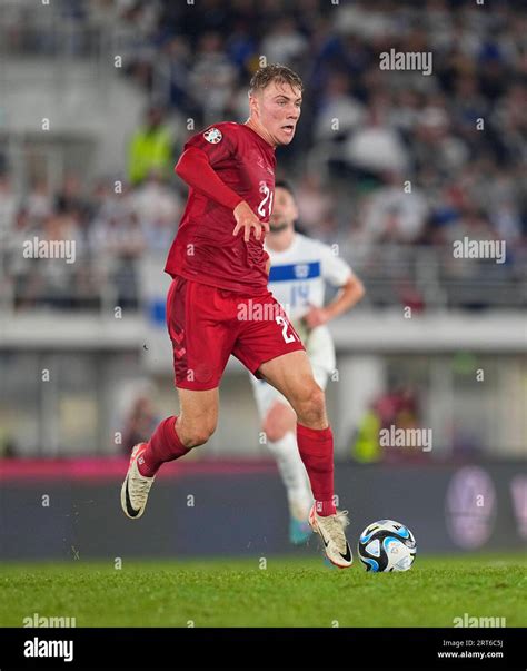 September 10 2023 Rasmus HÃjlund Denmark controls the ball during a