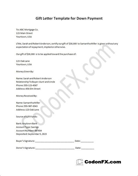 T Letter Template For Down Payment Free Sample