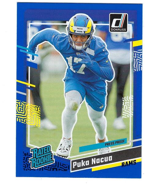 Puka Nacua 2023 Panini Donruss 357 Blue Press Proof Rated Rookie New