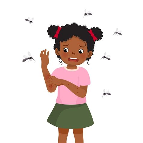 Premium Vector | Little African girl scratching her itchy rash and ...