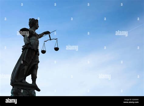 Germany Frankfurt Sculpture Of Lady Justice Stock Photo Alamy