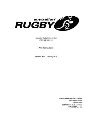 Fillable Online Anti Doping Code Rugby Au Fax Email Print Pdffiller