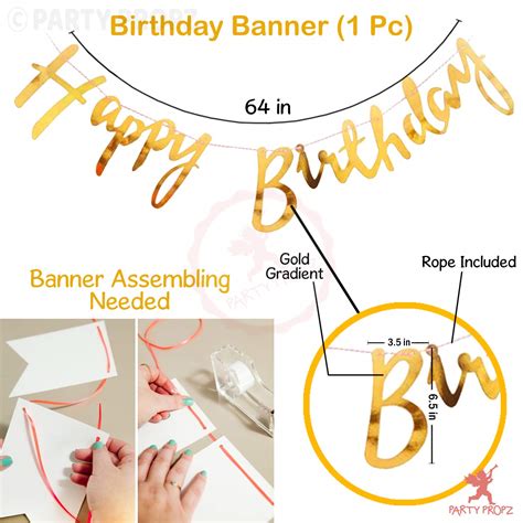 Buy Party Propz Happy Birthday Banner With Golden Confetti Rubber Balloons For Decoration 9