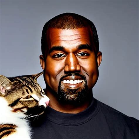 Kanye West Happy While Holding A Cat For A 1990s Stable Diffusion