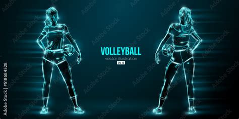 Vektorov Grafika Abstract Silhouette Of A Volleyball Player On Blue