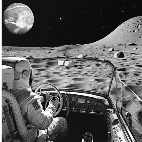 Premium AI Image | Driving a car on moon