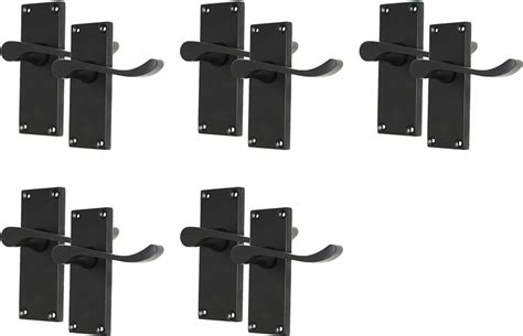 Haven Heritage Black Door Handles Internal Sets Victorian Scroll Matt Black Door Handles