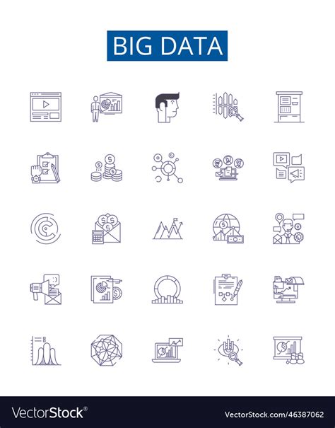 Big Data Line Icons Signs Set Design Collection Vector Image