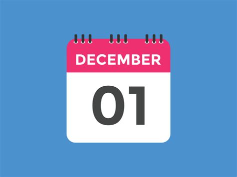 december 1 calendar reminder. 1st december daily calendar icon template. Calendar 1st december ...