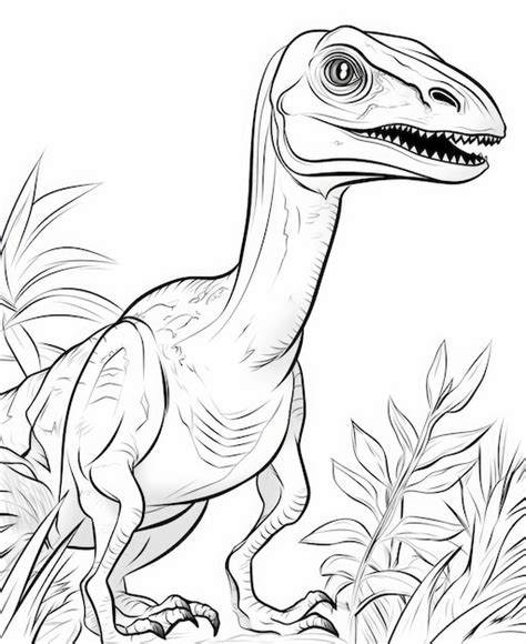 P Gina Para Colorir De Desenho Animado De Dinossauro Velociraptor