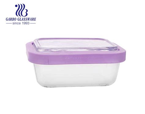 Eco Friendly Leak Proof Glass Meal Prep Square Silicone Lid Storage ...