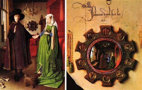 Jan Van Eyck Ritratto Dei Coniugi Arnolfini E Ingrandimento 1434