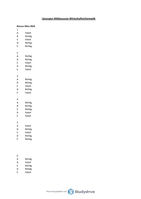 Losungen Altklausuren Wirtschaftsinformatik Lösungen Altklausuren