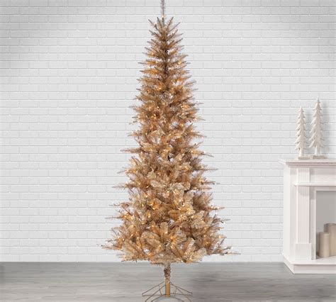 Lit Tuscany Tinsel Faux Christmas Trees Pottery Barn