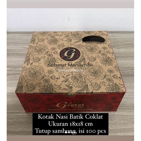 Jual Kotak Nasi Dus Nasi Gs Batik Cokelat X Cm Lembar