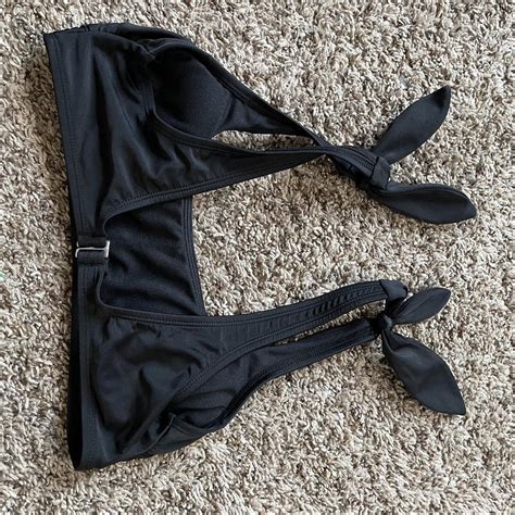 Black Bikini Top Ties At Shoulders Depop