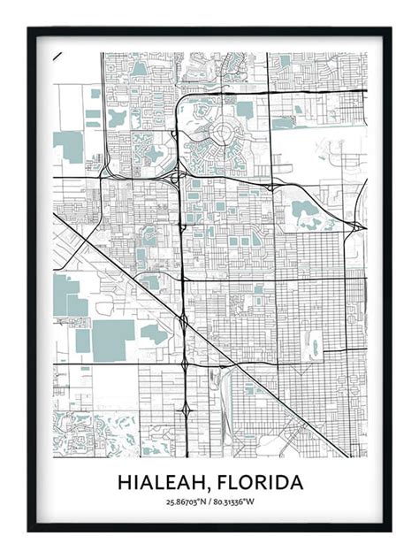 Hialeah Map Poster - Your City Map Art - Positive Prints