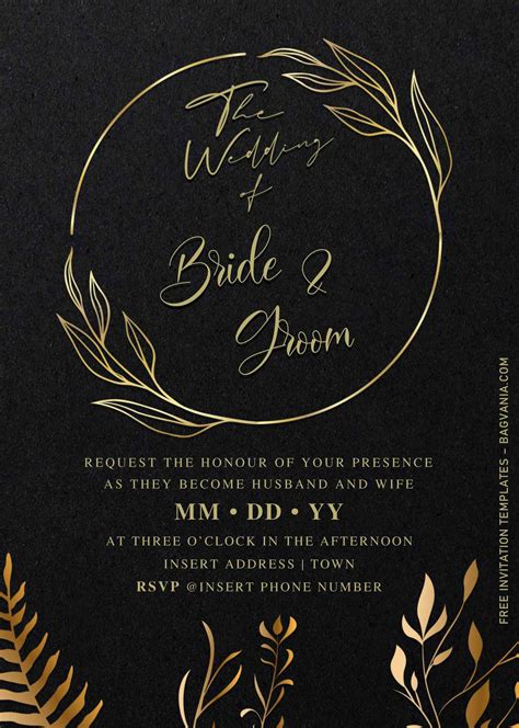 Free Elegant Black and Gold Wedding Invitation Templates
