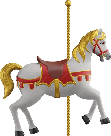 Premium Vector Isolated Carousel Horse 3d Realistic Illustration