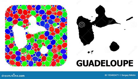 Mosaic Stencil And Solid Map Of Guadeloupe Stock Vector Illustration