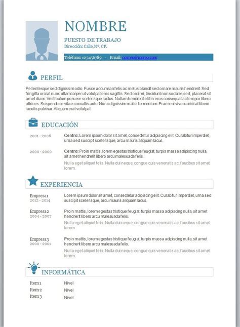 Plantilla Curriculum Vitae Word Sencillo