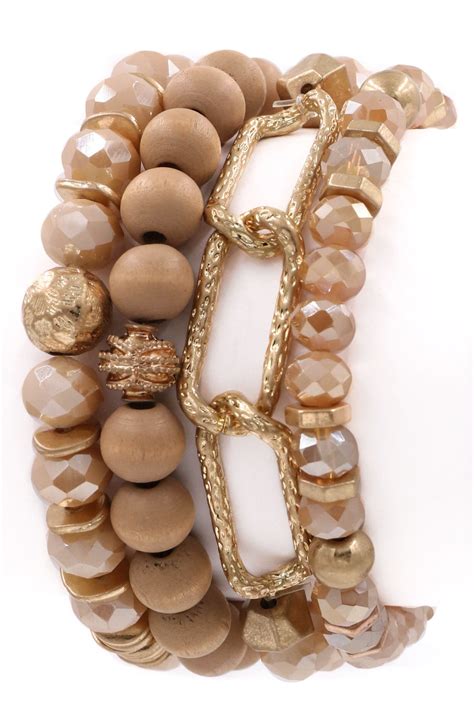 Nude Assorted Bead Bracelet Set Bracelets