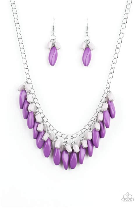 Bead Binge Paparazzi Purple And Gray Bead Silver Necklace Sugar