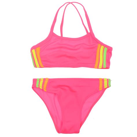 Kız Çocuk Pembe Pembe Yüzücü bikini Panço