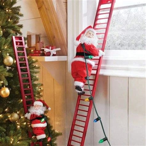 Dzhzuj Navidad El Ctrica Escalada Santa Claus En Escalera Adornos