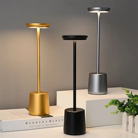 Rechargeable Touch Metal Table Lamp Three Colors Bedside Creative Ambient Light Simple Led