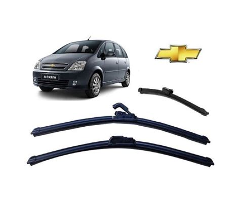 Kit 3 Palhetas Limpador Parabrisa Dianteiro Traseiro Chevrolet Meriva