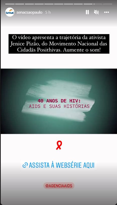 Senac SP divulga websérie HIV 40 Anos Aids e suas Histórias em suas