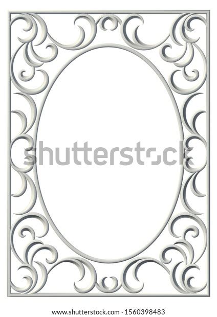 3d White Oval Frame Swirl Floral Stock Illustration 1560398483