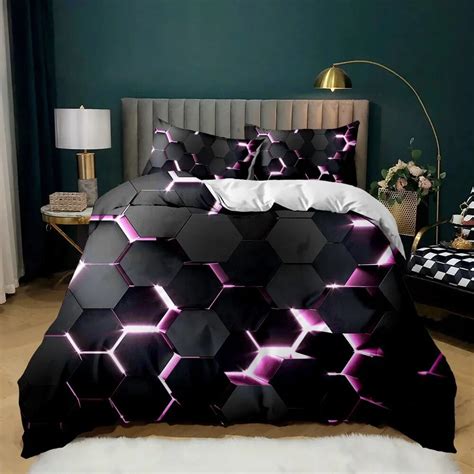 Geometric Duvet Cover Multicolor Honeycomb Hexagon Bedding Set