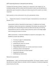 Assessing Assignment Docx UET9 Assessing Learners In Education And