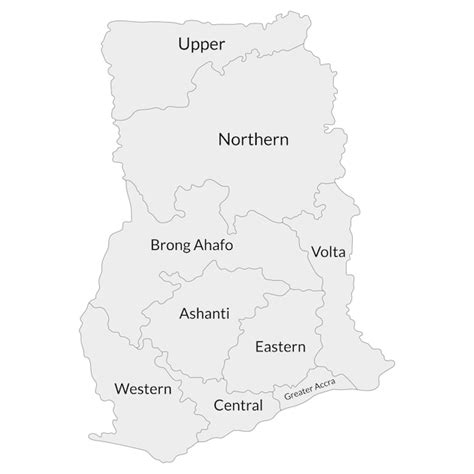 Premium Vector Ghana Map Map Of Ghana In Main Regions