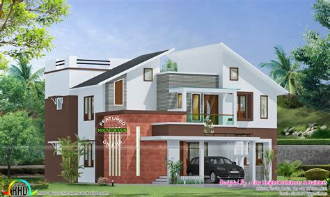 2435 Square Feet Slanting Roof House Kerala Home Design And Floor