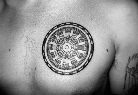 40 Dharma Wheel Tattoo Designs For Men - Dharmachakra Ink Ideas