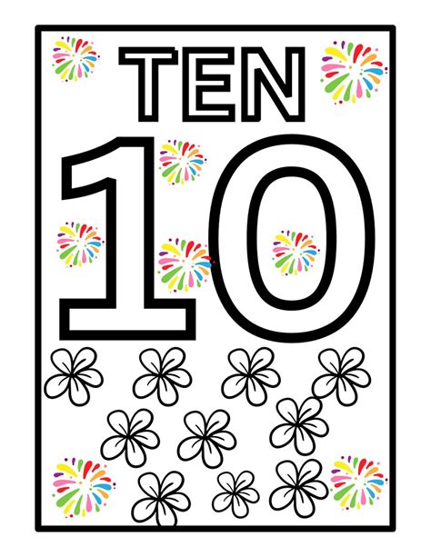 1 10 Numbers Printable Coloring Page Worksheets For Kids Etsy