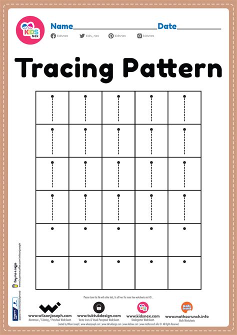 Tracing Pattern Standing Line Worksheet Free Printable Pdf