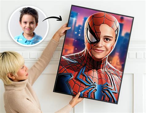 Custom Superhero Portrait Spiderman Personalized Portrait Etsy