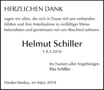 Traueranzeigen Von Helmut Schiller Vrm Trauer De