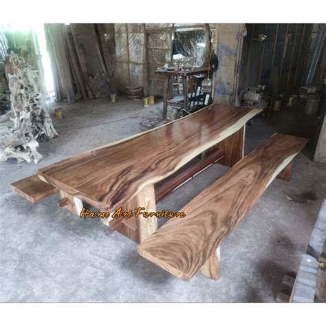 Jual Meja Makan Solid Kayu Trembesi Shopee Indonesia