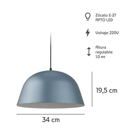 Luz Desing Lampara Colgante Campana N Rdico Bell Celeste Pastel